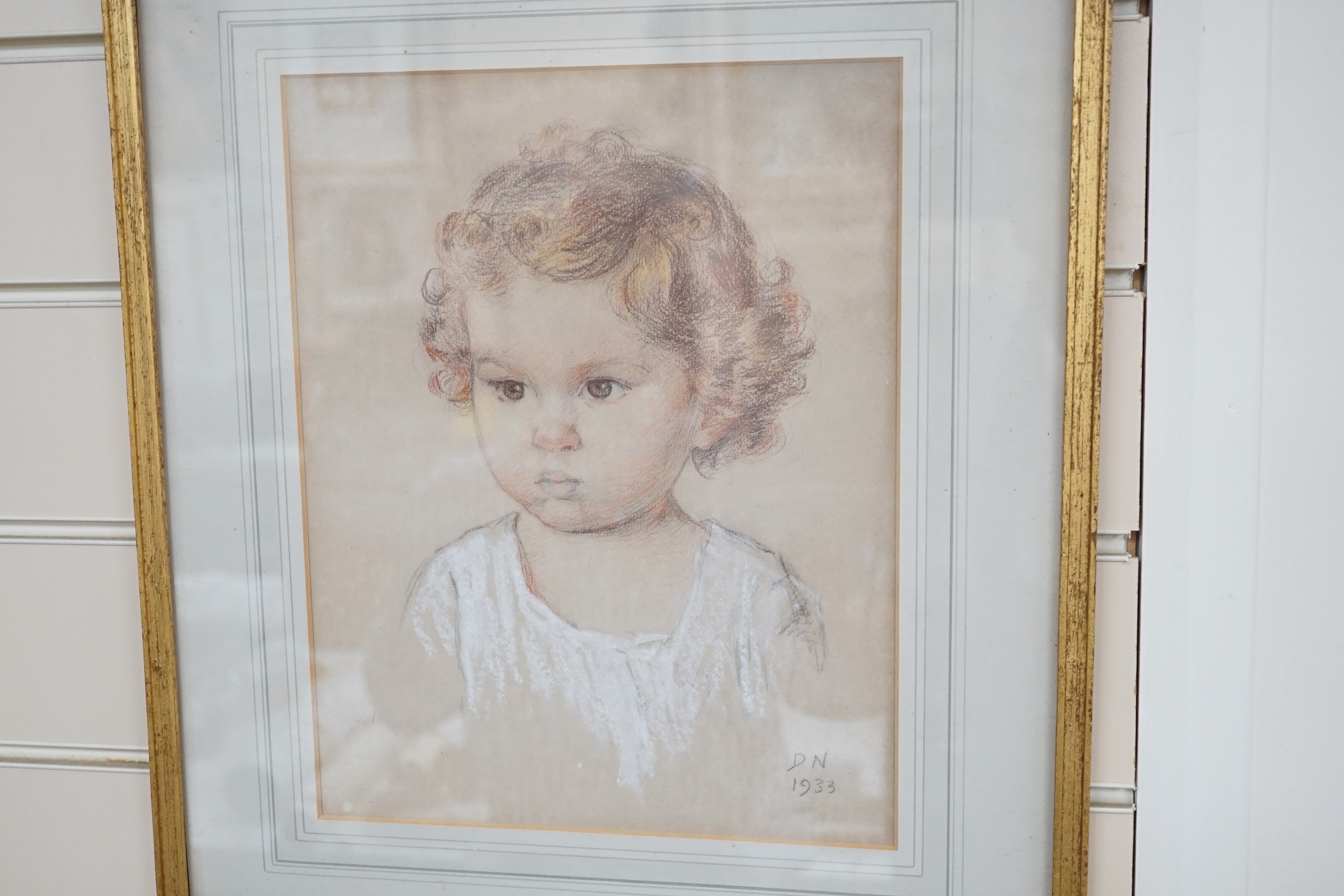 20th century school, pastel, Portrait of the artist's daughter Margaret Oxley (1932-1989), initialled DN and dated 1933, 30 x 23cm